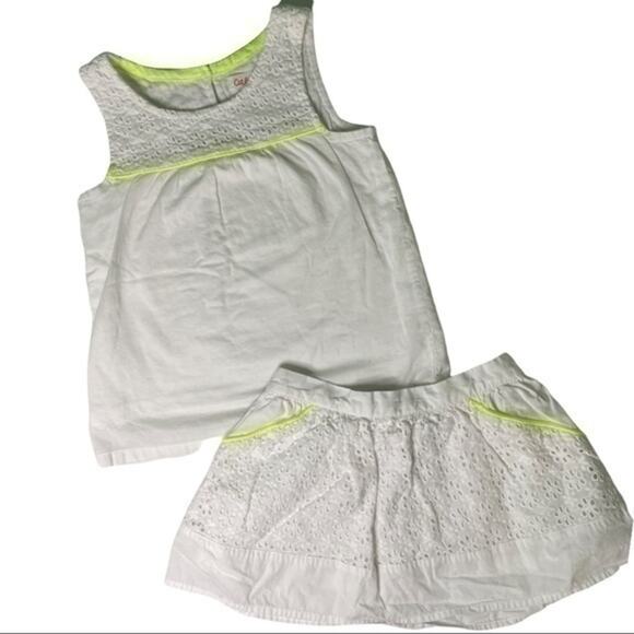 Cat & Jack Tank Top and Skirt Set Size 3T white eyelet lace - Picture 1 of 7
